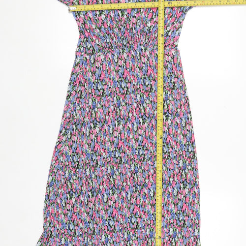 MNG Women’s Multicoloured Floral Ruched Midi Dress Size 8
