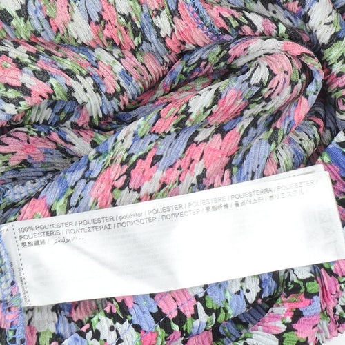 MNG Women’s Multicoloured Floral Ruched Midi Dress Size 8