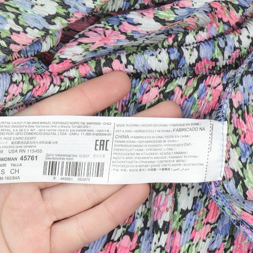 MNG Women’s Multicoloured Floral Ruched Midi Dress Size 8