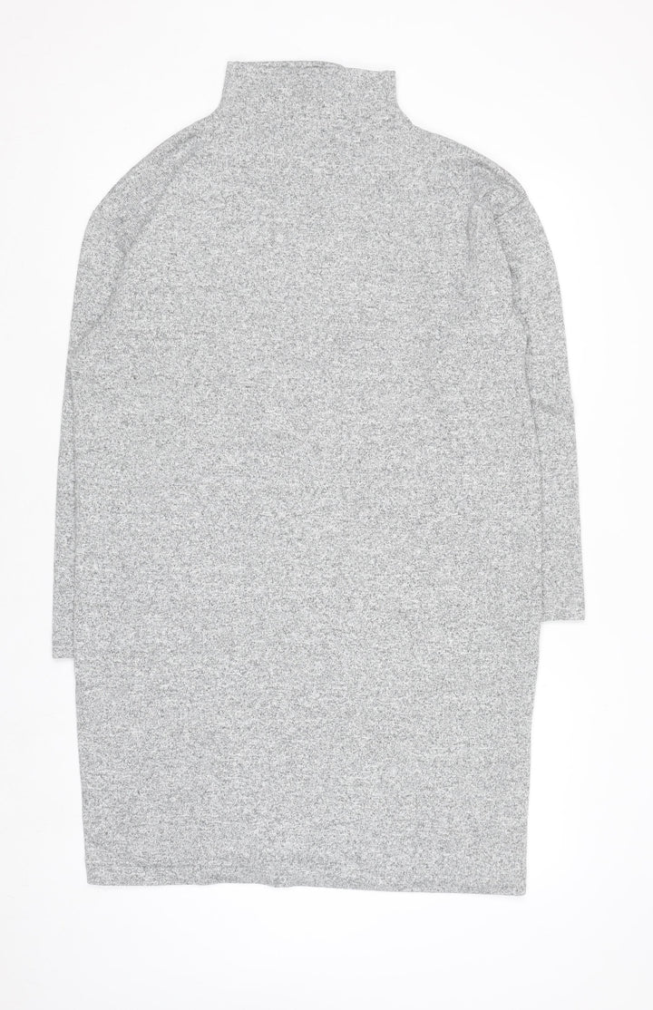 Uniqlo Women Grey Knit High Neck Long Sleeve Shift Dress L