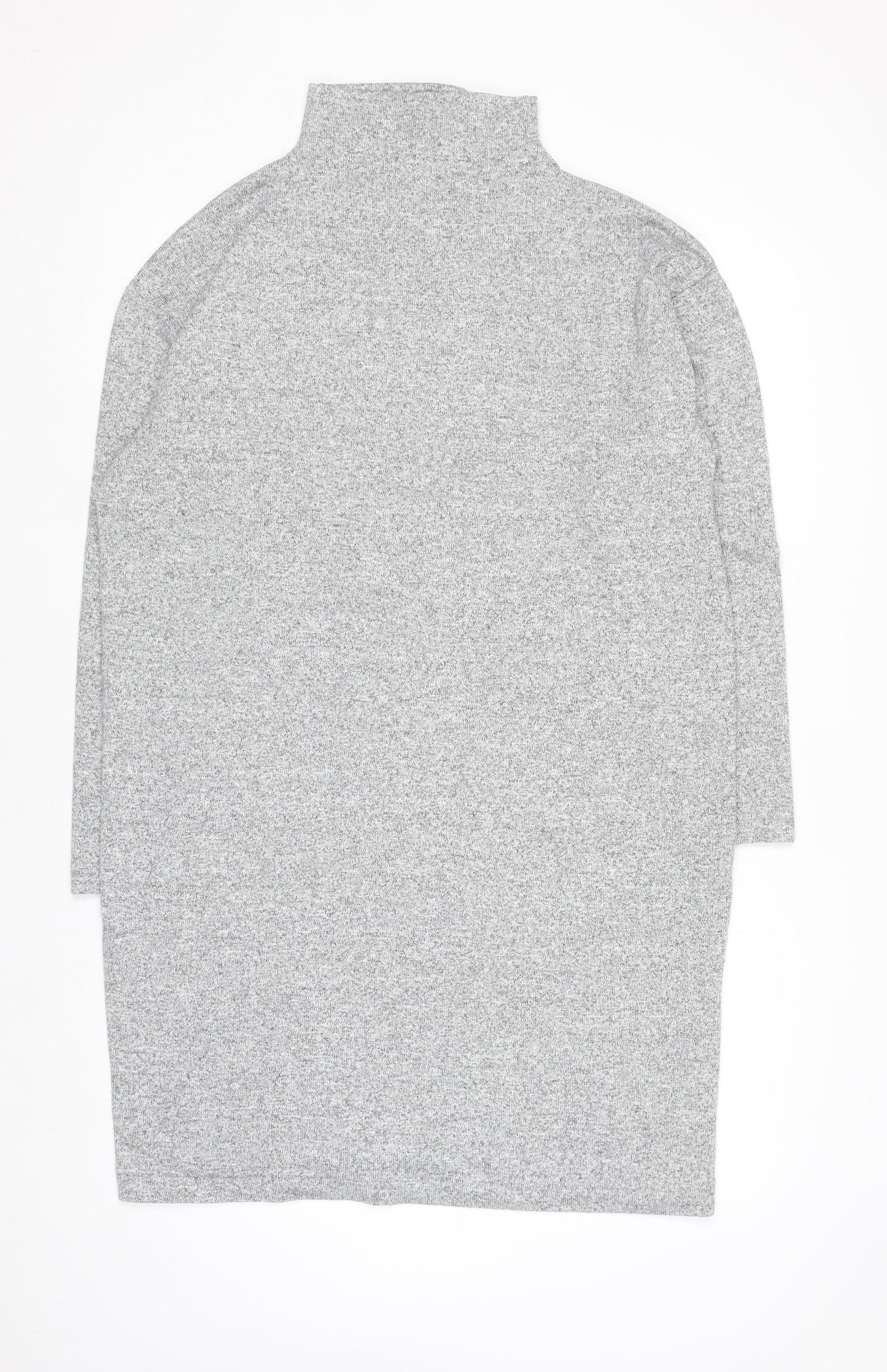 Uniqlo Women Grey Knit High Neck Long Sleeve Shift Dress L