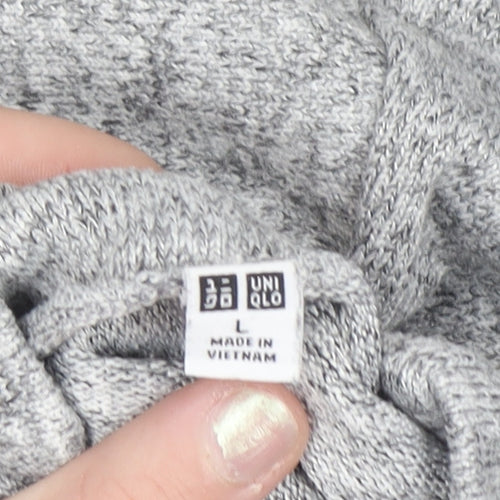 Uniqlo Women Grey Knit High Neck Long Sleeve Shift Dress L