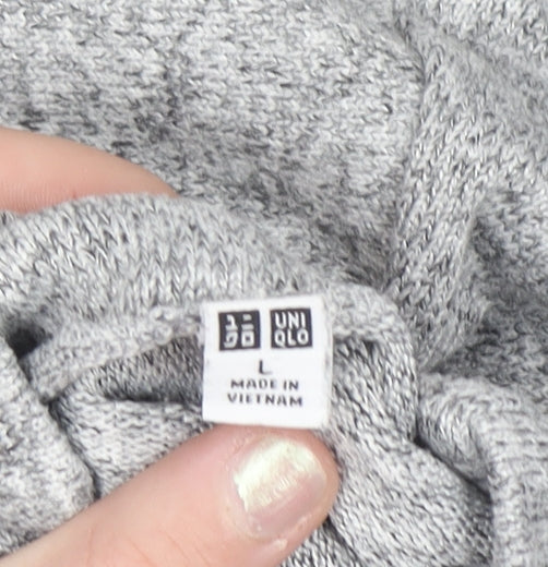 Uniqlo Women Grey Knit High Neck Long Sleeve Shift Dress L