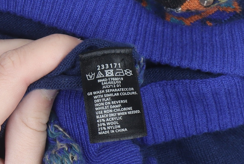Monsoon Women’s Blue Wool Blend Sequin Fair Isle Jumper Size S