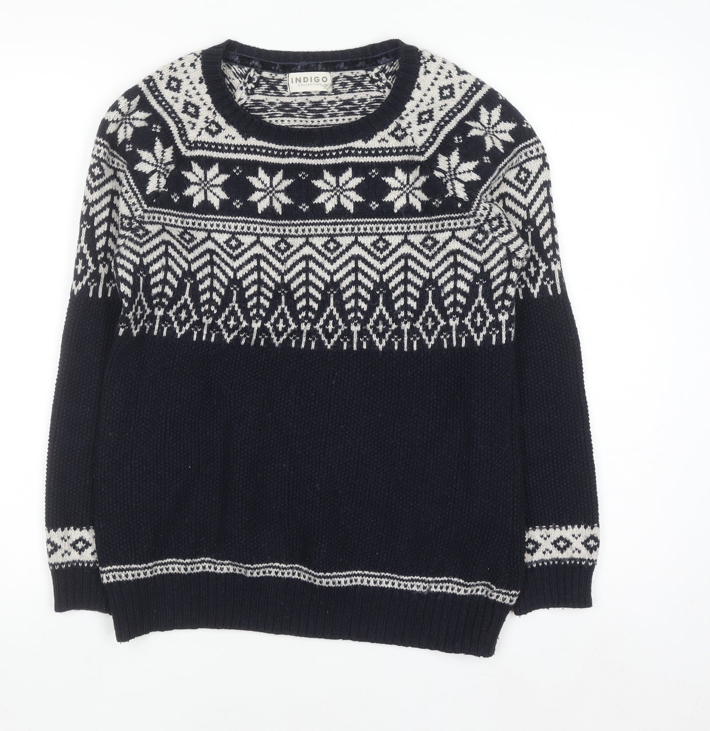 Marks and Spencer Women’s Blue Fair Isle Knit Jumper Size 8