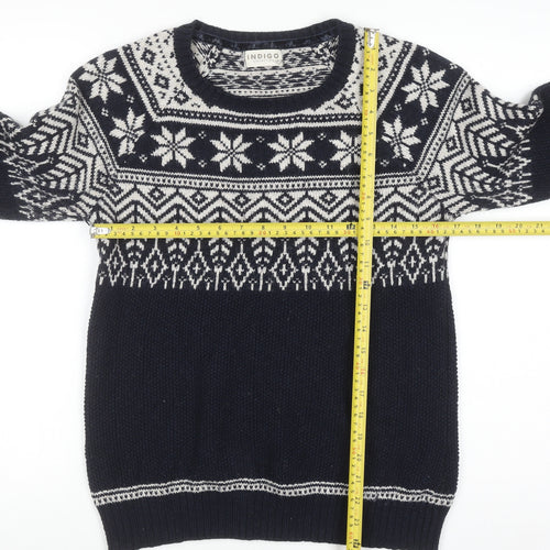 Marks and Spencer Women’s Blue Fair Isle Knit Jumper Size 8