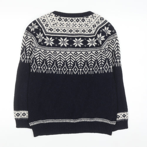 Marks and Spencer Women’s Blue Fair Isle Knit Jumper Size 8