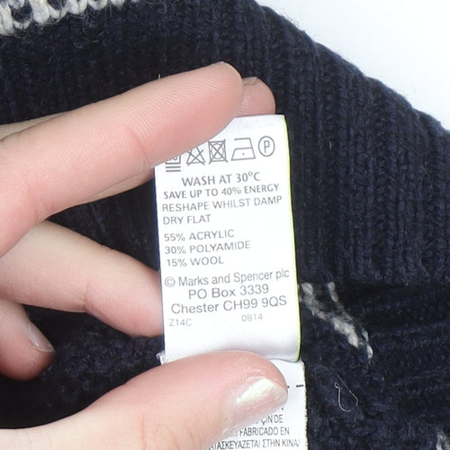 Marks and Spencer Women’s Blue Fair Isle Knit Jumper Size 8