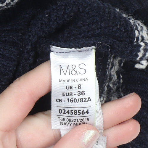 Marks and Spencer Women’s Blue Fair Isle Knit Jumper Size 8