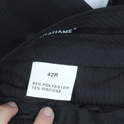 Grahame Men's Black 42R Regular Fit Formal Dress Trousers