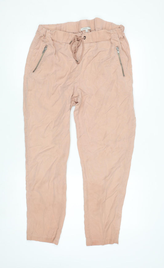 Marks and Spencer Women Beige Lyocell Jogger Trousers Size 14