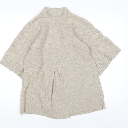 JoJo Maman Bébé Women Beige Wool Cable Short Sleeve Cardigan S