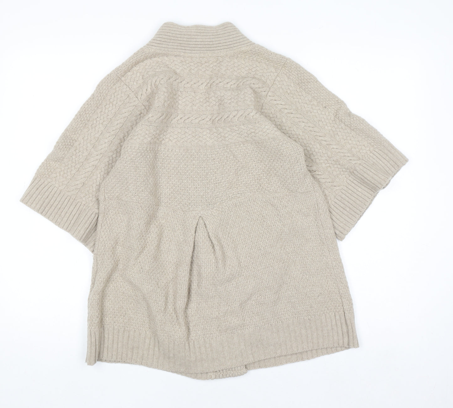 JoJo Maman Bébé Women Beige Wool Cable Short Sleeve Cardigan S