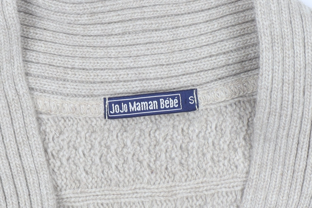 JoJo Maman Bébé Women Beige Wool Cable Short Sleeve Cardigan S
