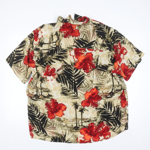 Munsingwear Men's Beige XL Hawaiian Floral Short Sleeve Button-Up Shirt
