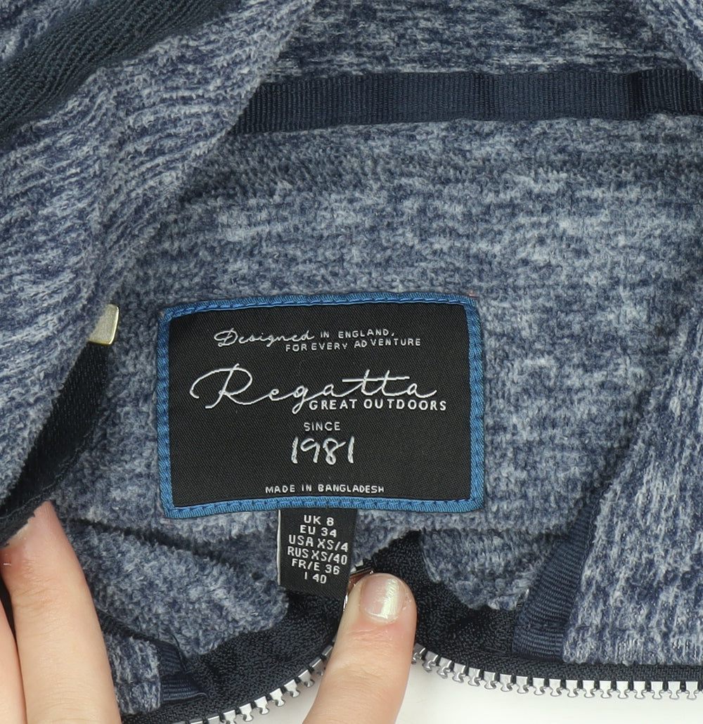 Regatta Women Blue Full Zip Hoodie Size 8 Polyester Outdoor Fleece