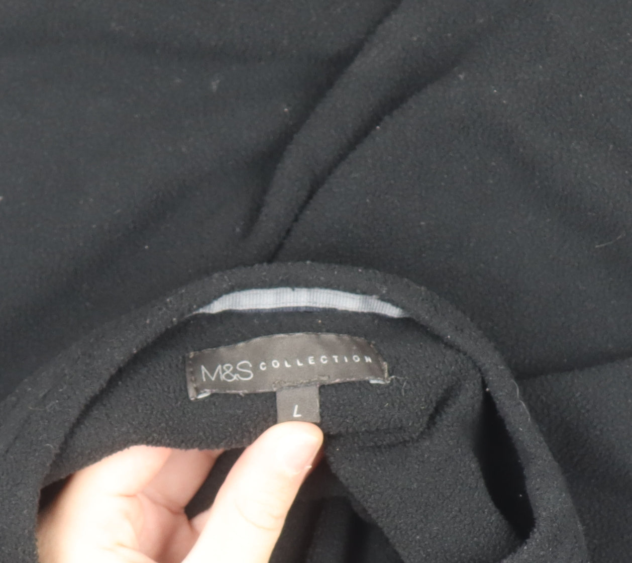 Marks and Spencer Mens Black Fleece Long Sleeve Top L Regular Fit