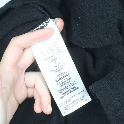 Marks and Spencer Mens Black Fleece Long Sleeve Top L Regular Fit