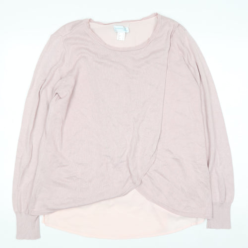 Création L Women’s Pink Wrap Long Sleeve Blouse Size 14