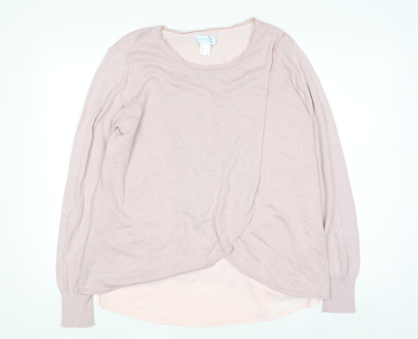 Création L Women’s Pink Wrap Long Sleeve Blouse Size 14
