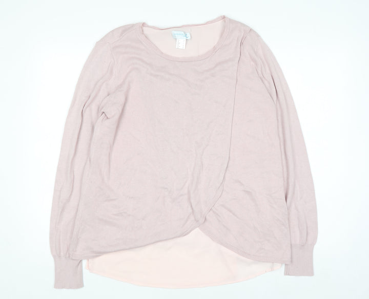 Création L Women’s Pink Wrap Long Sleeve Blouse Size 14