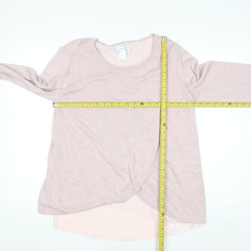 Création L Women’s Pink Wrap Long Sleeve Blouse Size 14