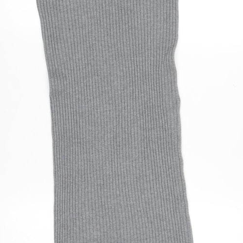 QED London Women Grey Ribbed Knit Midi Pencil Skirt S