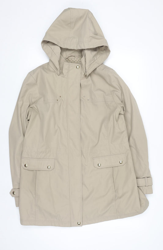 Weatherproof Women's Beige Hooded Rain Coat Jacket L