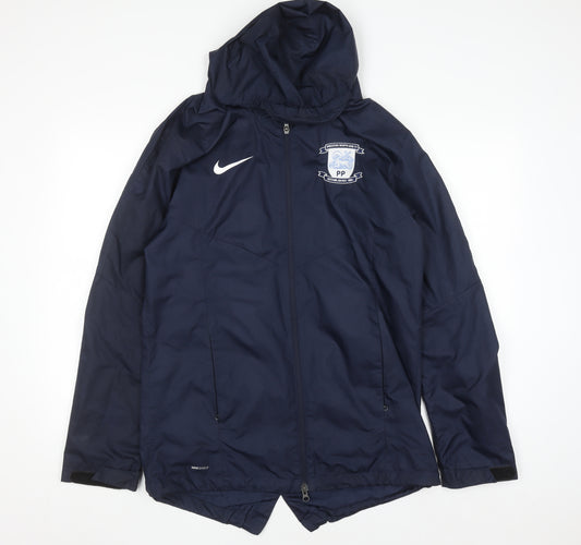 Nike Men's Blue Hooded Windbreaker Jacket M Preston North End F.C Sportswear