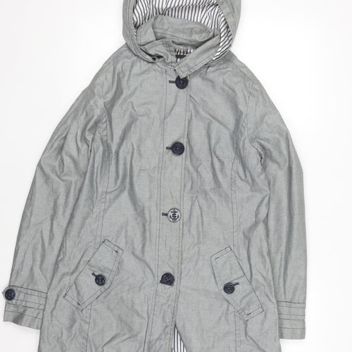 Marks and Spencer Per Una Women’s Grey Hooded Rain Coat Size 12 Cotton