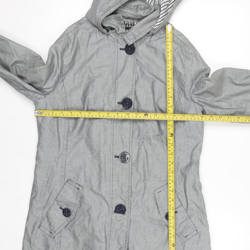 Marks and Spencer Per Una Women’s Grey Hooded Rain Coat Size 12 Cotton