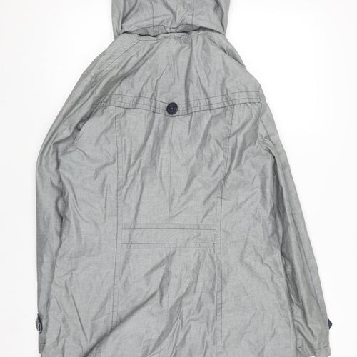 Marks and Spencer Per Una Women’s Grey Hooded Rain Coat Size 12 Cotton