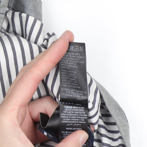 Marks and Spencer Per Una Women’s Grey Hooded Rain Coat Size 12 Cotton