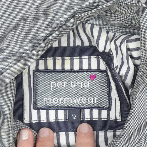 Marks and Spencer Per Una Women’s Grey Hooded Rain Coat Size 12 Cotton