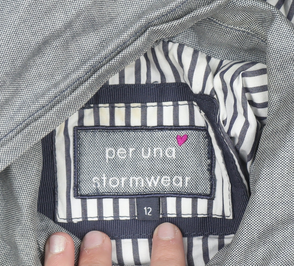 Marks and Spencer Per Una Women’s Grey Hooded Rain Coat Size 12 Cotton