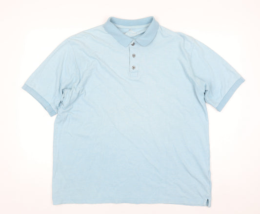 Marks and Spencer Blue Harbour Men's Blue Cotton Polo Shirt L