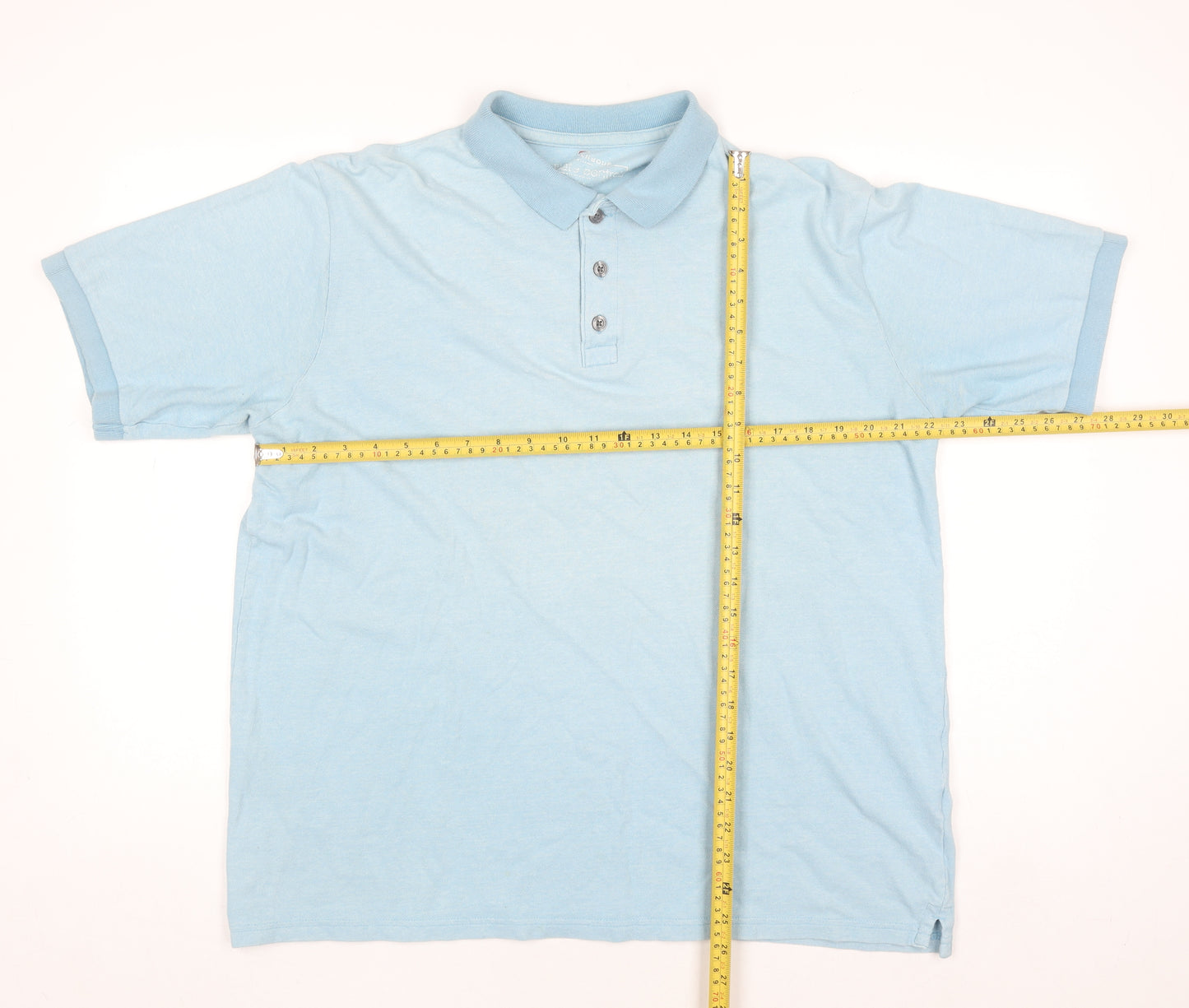 Marks and Spencer Blue Harbour Men's Blue Cotton Polo Shirt L