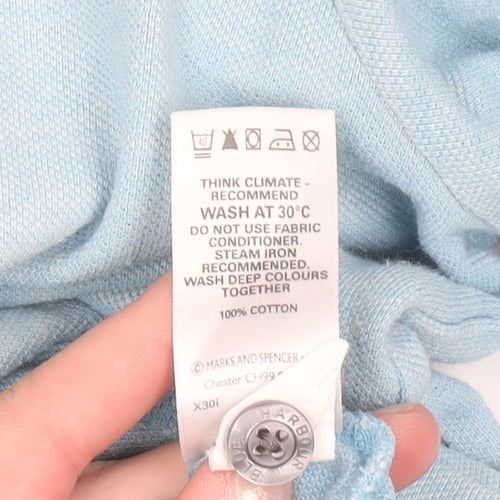 Marks and Spencer Blue Harbour Men's Blue Cotton Polo Shirt L