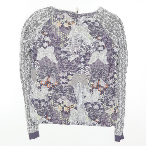 White Stuff Womens Grey Butterfly Button Cardigan Size 8 Cotton Knit