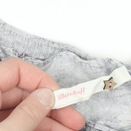 White Stuff Womens Grey Butterfly Button Cardigan Size 8 Cotton Knit