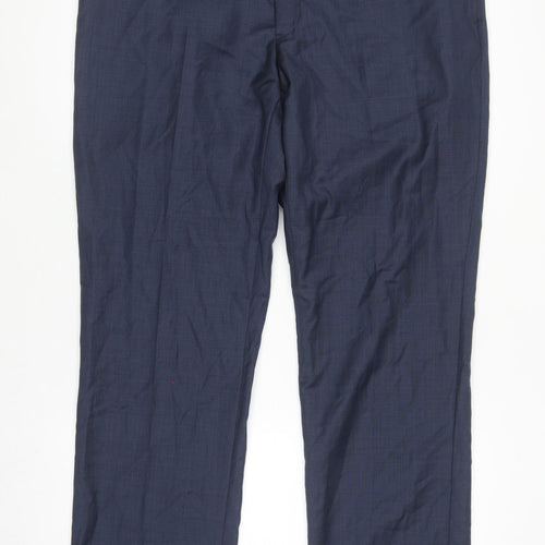 Tommy Hilfiger Men's Blue Wool Dress Pants Size 36x32 Regular Fit