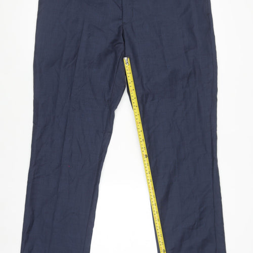 Tommy Hilfiger Men's Blue Wool Dress Pants Size 36x32 Regular Fit