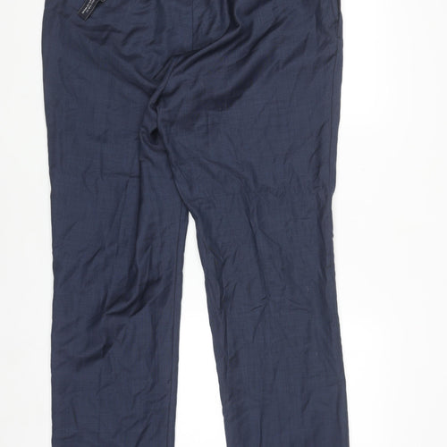 Tommy Hilfiger Men's Blue Wool Dress Pants Size 36x32 Regular Fit