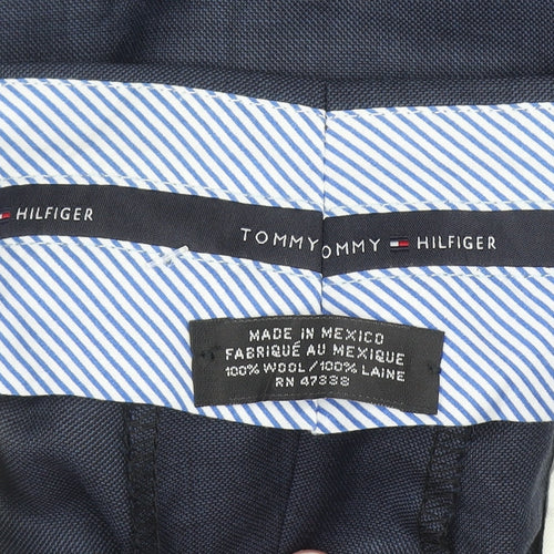 Tommy Hilfiger Men's Blue Wool Dress Pants Size 36x32 Regular Fit