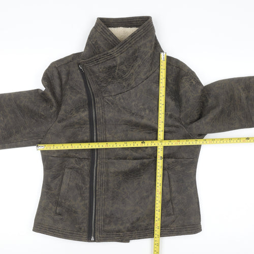 Girl Xpress Women's Brown Faux Leather Biker Jacket Size 14