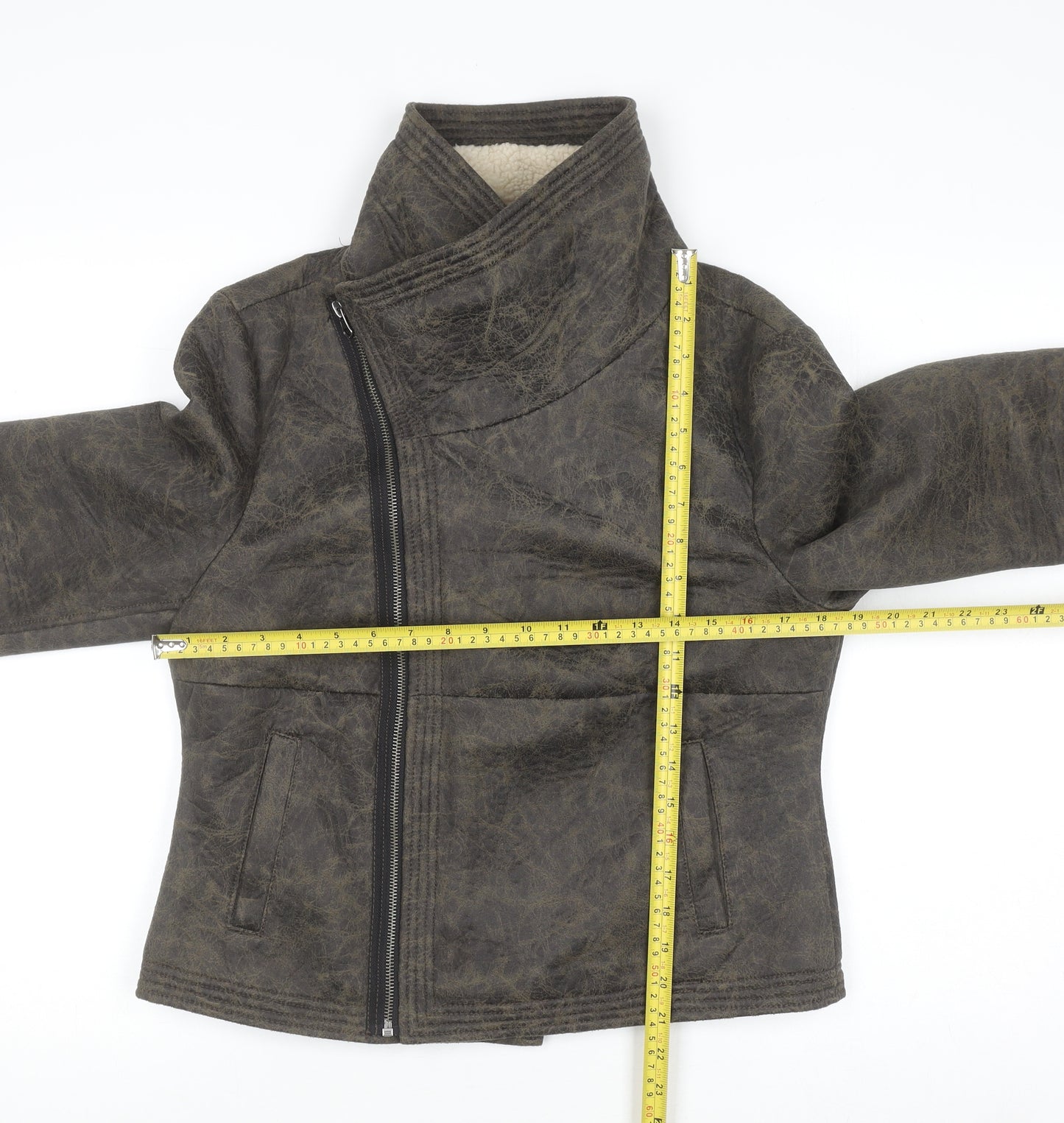 Girl Xpress Women's Brown Faux Leather Biker Jacket Size 14