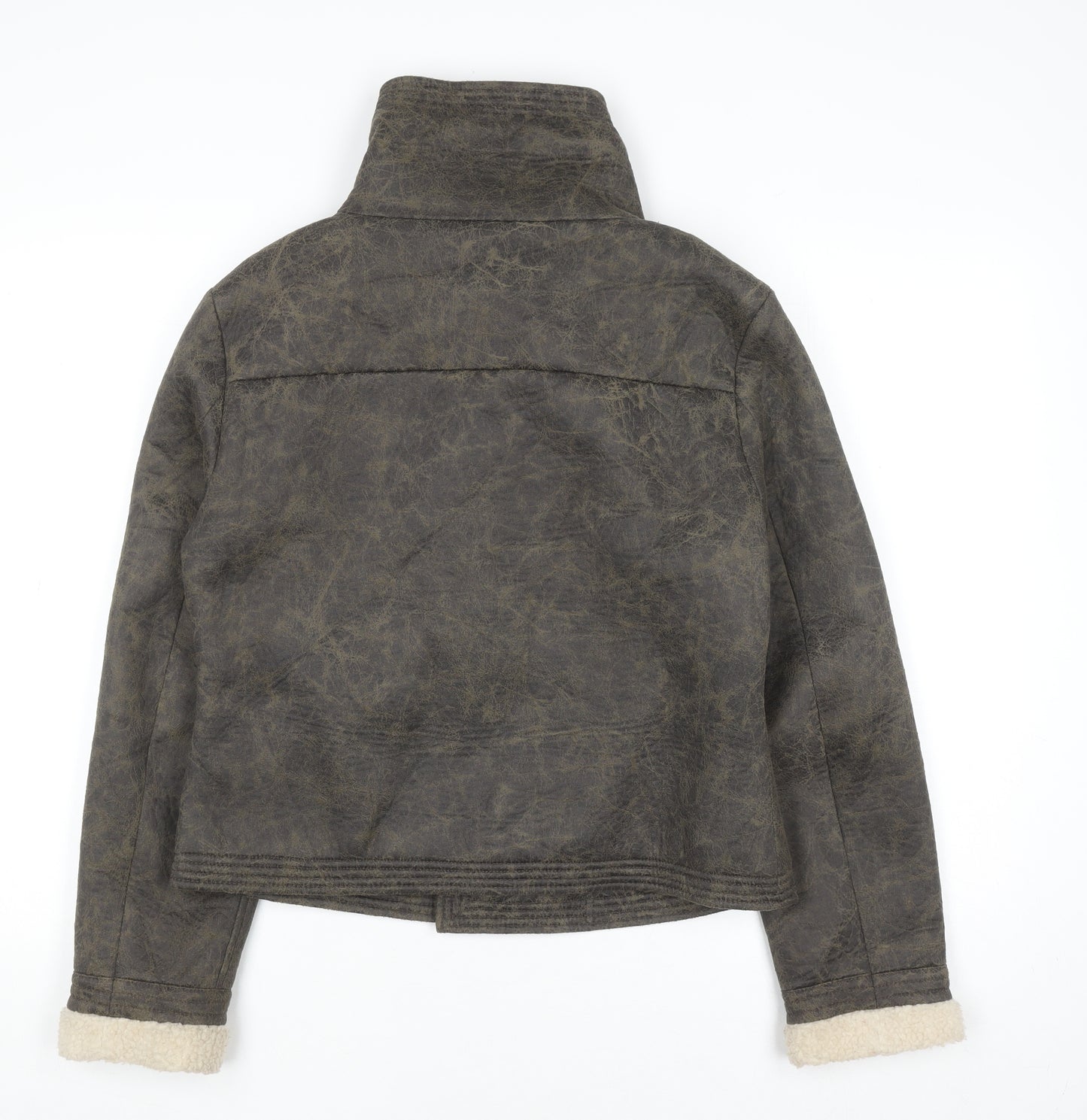 Girl Xpress Women's Brown Faux Leather Biker Jacket Size 14