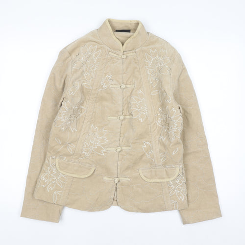 Principles Womens Beige Embroidered Cotton Kimono Jacket Size 14