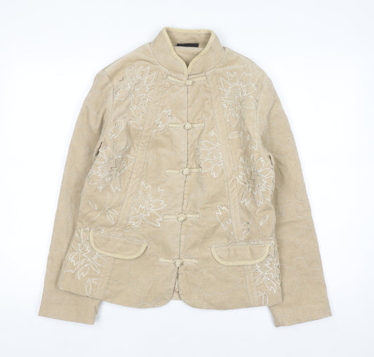 Principles Womens Beige Embroidered Cotton Kimono Jacket Size 14