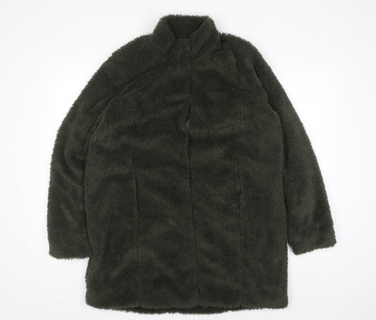 Vero Moda Women's Green Faux Fur Long Coat Size L
